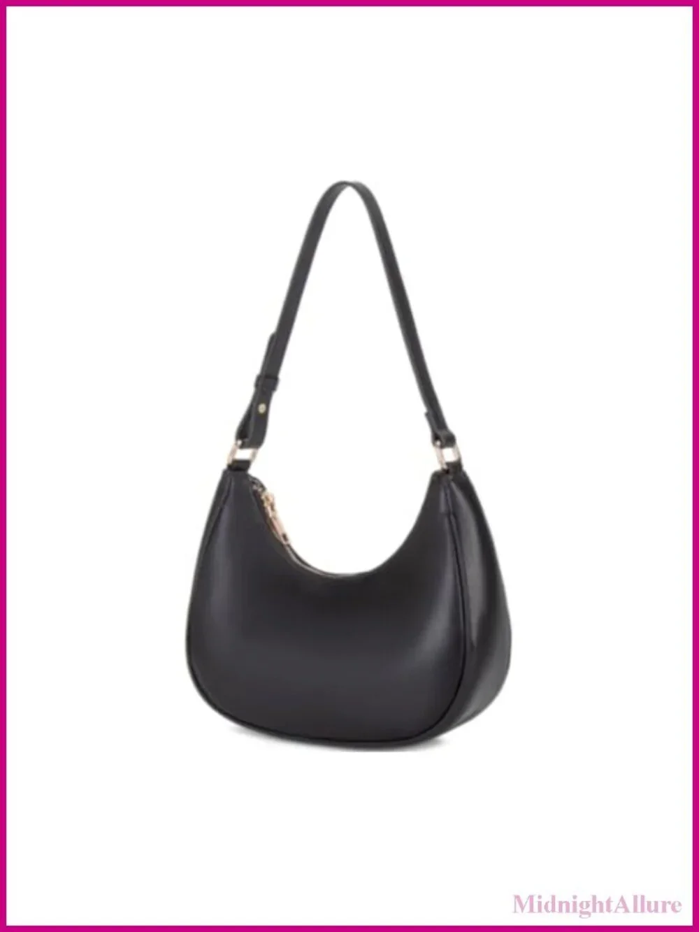 PU Leather Crescent Hobo Shoulder Bag Mini Clutch Tote Purse Zipper Closure